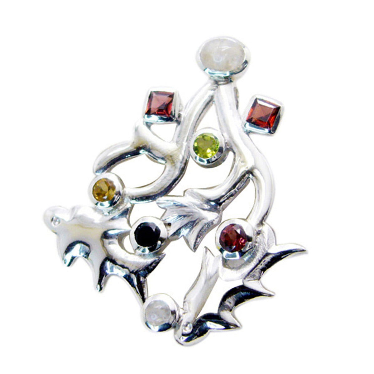 Riyo Fit Gems Silberanhänger mit mehreren Facetten, mehreren Farben und mehreren Steinen, Geschenk für Schwester