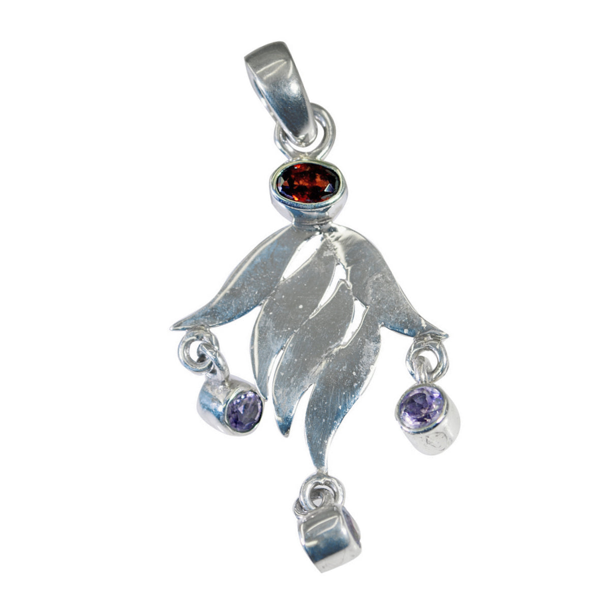Riyo Smashing Gemstone Round Faceted Multi Color Multi Stone Sterling Silver Pendant Gift For Handmade