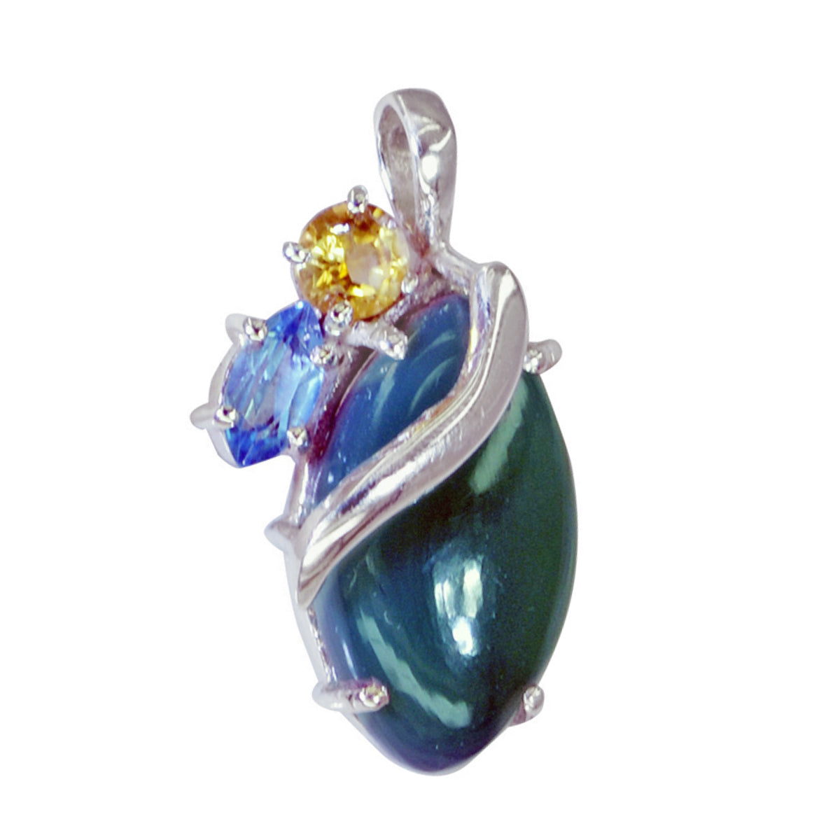 Riyo Foxy Gemstone Multi Faceted Multi Color Multi Stone 1076 Sterling Silver Pendant Gift For Girlfriend