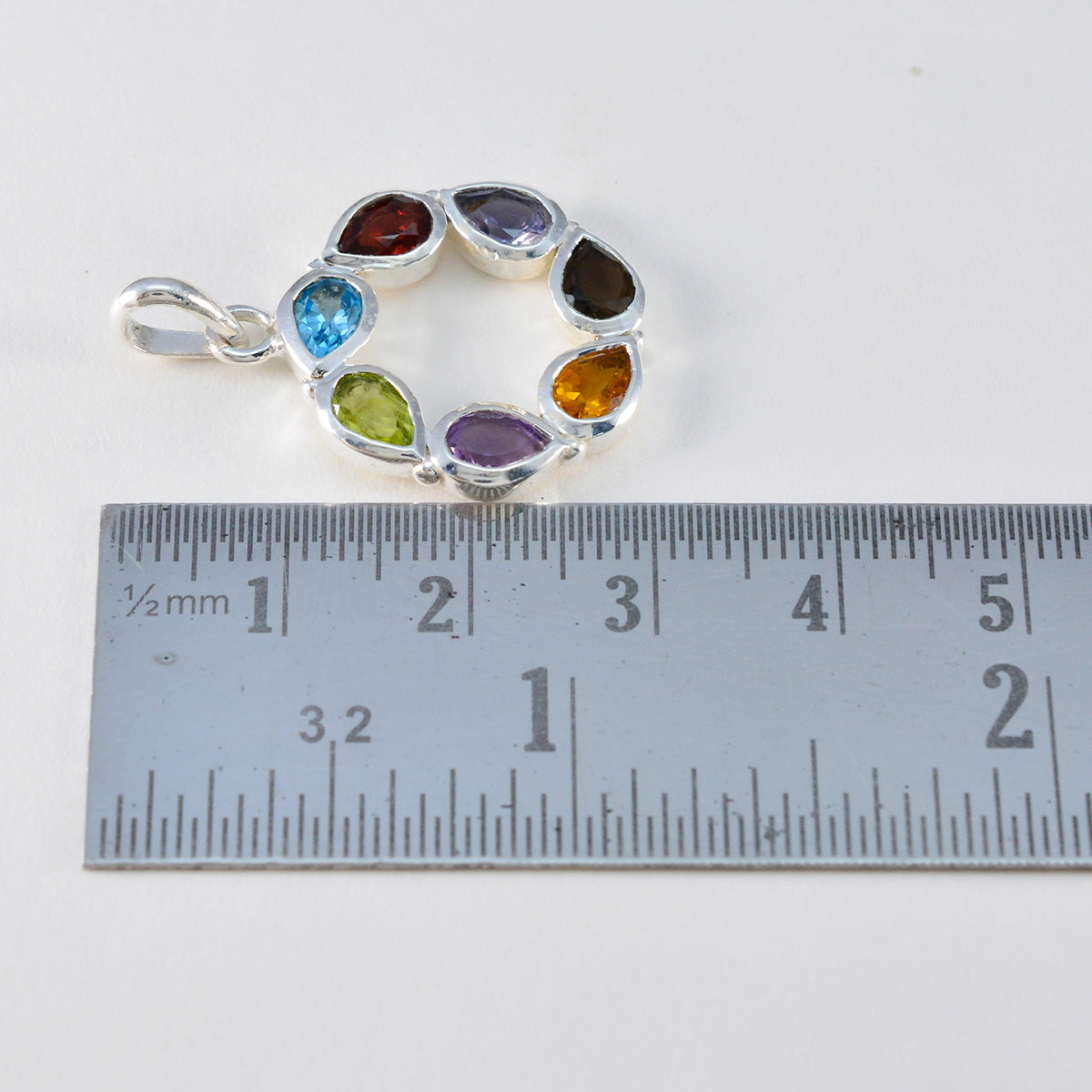 riyo passform ädelstenar päron fasetterad flerfärgad multi stone solid silver hängsmycke present till bröllop