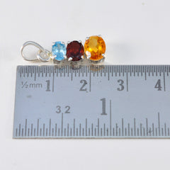 Riyo Handsome Gems Ovale Facet Multi Color Multi Stone Zilveren Hanger Cadeau voor vrouw