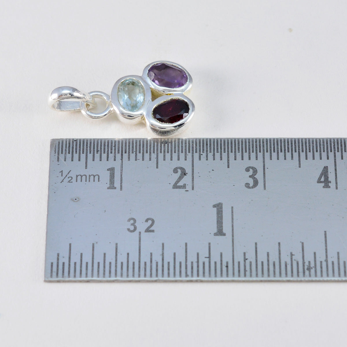 riyo belle gemme ovali sfaccettate multi colore multi pietra ciondolo in argento massiccio regalo per il matrimonio