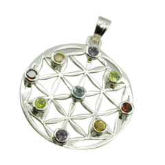 Круглый граненый многоцветный серебряный кулон с несколькими камнями riyo easy gems, подарок на помолвку