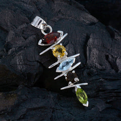 Riyo Schöner Edelstein-Anhänger mit mehreren Facetten, mehreren Farben und mehreren Steinen aus Sterlingsilber, Geschenk für Frauen