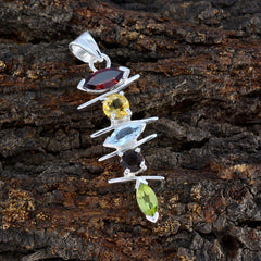 Riyo Nice Gemstone Multi Faceted Multi Color Multi Stone Sterling Silver Pendant Gift For Women