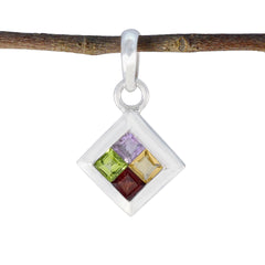Riyo Tasty Gems Anhänger, quadratisch, facettiert, mehrfarbig, mit mehreren Steinen aus massivem Silber, Geschenk für Ostersonntag