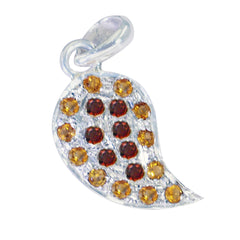 Riyo Tasty Gems Round Faceted Multi Color Multi Stone Solid Silver Pendant Gift For Anniversary