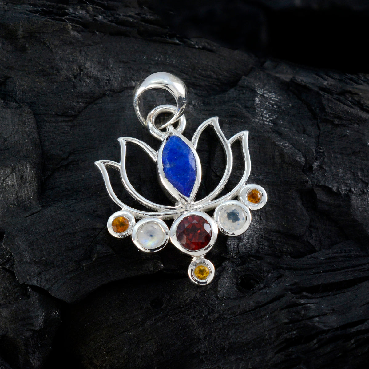 riyo декоративный драгоценный камень многогранный многоцветный кулон из стерлингового серебра с несколькими камнями подарок для друга