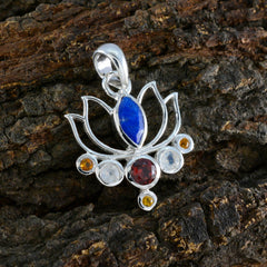 Riyo Decorative Gemstone Multi Faceted Multi Color Multi Stone Sterling Silver Pendant Gift For Friend