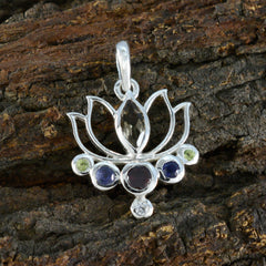 Riyo easy gems multifacetado multicolor multi piedra colgante de plata maciza regalo para boda