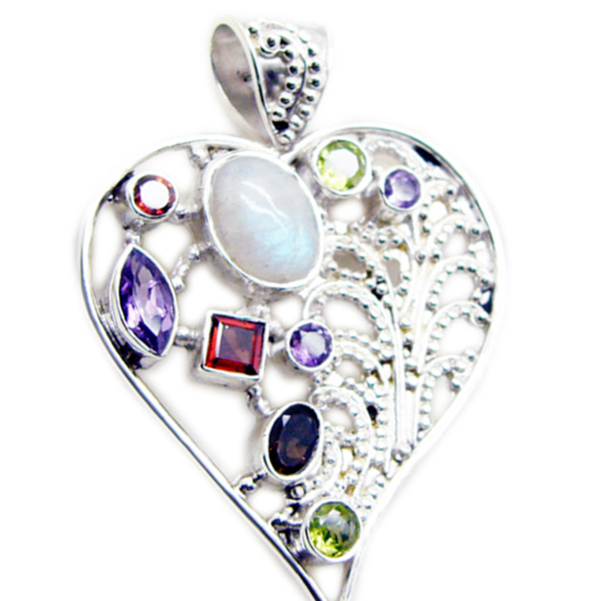 riyo gemme celesti multi sfaccettate multi colore multi pietra ciondolo in argento regalo per la sorella