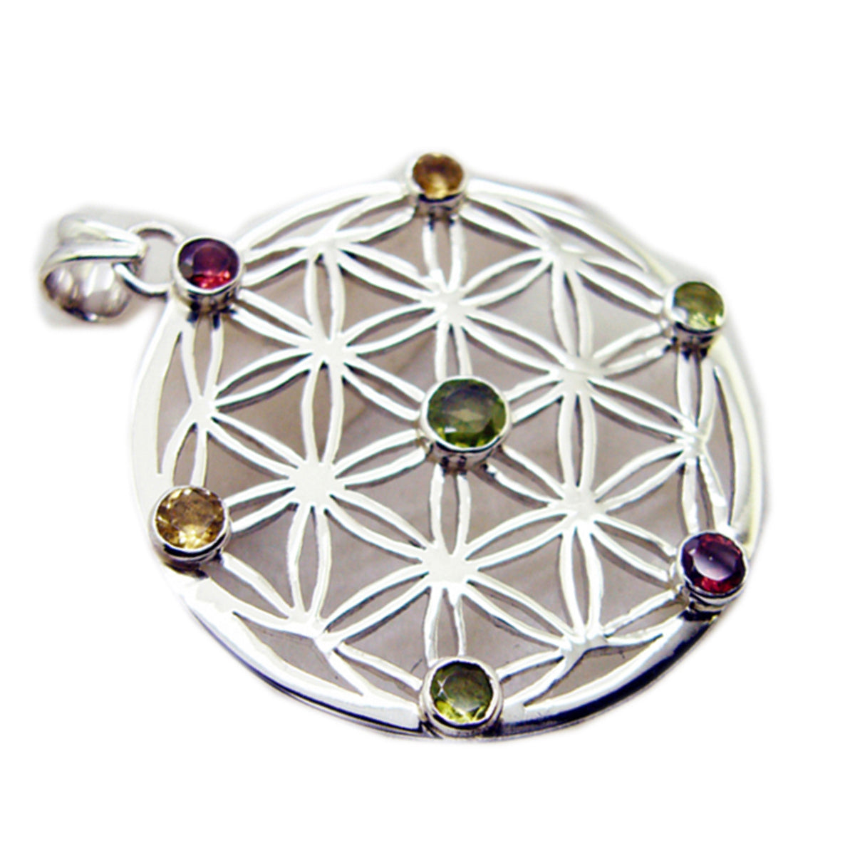 RIYO привлекательный круглый граненый драгоценный камень, многоцветный кулон из стерлингового серебра с несколькими камнями, подарок для ручной работы