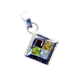 riyo Knockout драгоценный камень квадратный граненый многоцветный многоцветный кулон из стерлингового серебра 1074 пробы подарок на Страстную пятницу