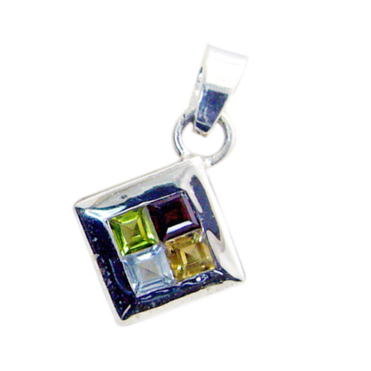 riyo Knockout драгоценный камень квадратный граненый многоцветный многоцветный кулон из стерлингового серебра 1074 пробы подарок на Страстную пятницу