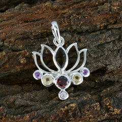 Riyo Smashing Gems Multi Faceted Multi Color Multi Stone Silver Pendant Gift For Sister