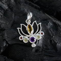 Riyo Foxy Gems Multi Faceted Multi Color Multi Stone Solid Silver Pendant Gift For Good Friday