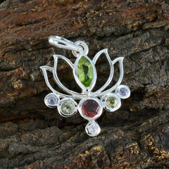 riyo красивый драгоценный камень многогранный многоцветный кулон из стерлингового серебра с несколькими камнями подарок для друга