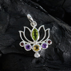 Riyo Real Gems Silberanhänger mit mehreren Facetten, mehreren Farben und mehreren Steinen, Geschenk zum zweiten Weihnachtsfeiertag