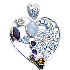 Riyo Gorgeous Gemstone Multi Faceted Multi Color Multi Stone Sterling Silver Pendant Gift For Handmade