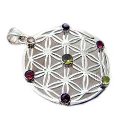 Riyo Pretty Gems Round Faceted Multi Color Multi Stone Solid Silver Pendant Gift For Good Friday