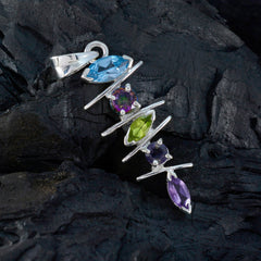 Riyo Pretty Gemstone Multi Faceted Multi Color Multi Stone 1055 Sterling Silver Pendant Gift For Teachers Day