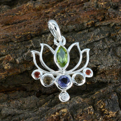 riyo красивый драгоценный камень многогранный многоцветный кулон из стерлингового серебра с несколькими камнями подарок для женщин