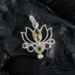 Riyo Prepossessing Gems Anhänger aus massivem Silber mit mehreren Facetten, mehreren Farben und mehreren Steinen, Geschenk für Karfreitag