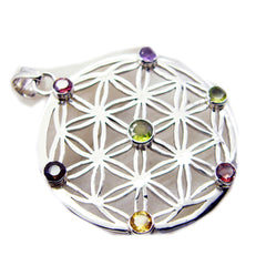 riyo красивый драгоценный камень круглый граненый многоцветный кулон из стерлингового серебра 1020 пробы подарок для подруги