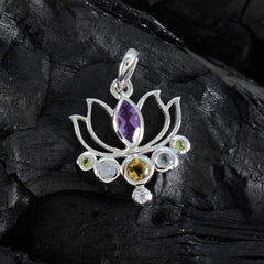 Riyo Charming Gems Multi Faceted Multi Color Multi Stone Silver Pendant Gift For Engagement