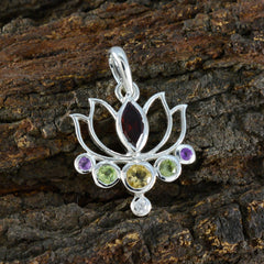 RIYO восхитительный многогранный многоцветный серебряный кулон с драгоценными камнями в подарок другу