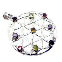 Круглый граненый многоцветный серебряный кулон с несколькими камнями riyo Foxy Gems, подарок на день подарков
