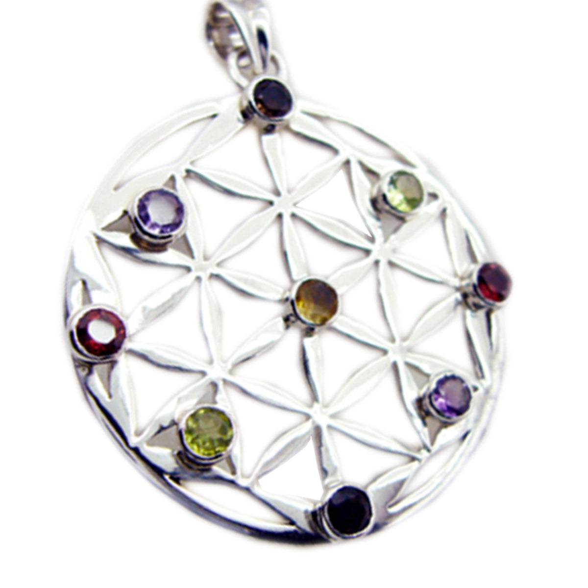 Круглый граненый многоцветный серебряный кулон с несколькими камнями riyo Foxy Gems, подарок на день подарков