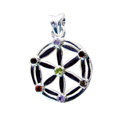 Riyo encantadoras gemas redondas facetadas multicolor múltiples piedras colgante de plata maciza regalo para el Domingo de Pascua