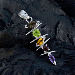 Riyo Good Gemstone Multi Faceted Multi Color Multi Stone Anhänger aus Sterlingsilber, Geschenk für Handarbeit