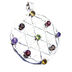 Круглый граненый многоцветный кулон из стерлингового серебра riyo beaut с драгоценными камнями, подарок на Рождество