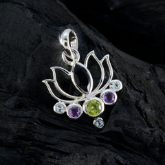 Riyo Exquisite Gemstone Multi Faceted Multi Color Multi Stone 1084 Sterling Silver Pendant Gift For Girlfriend