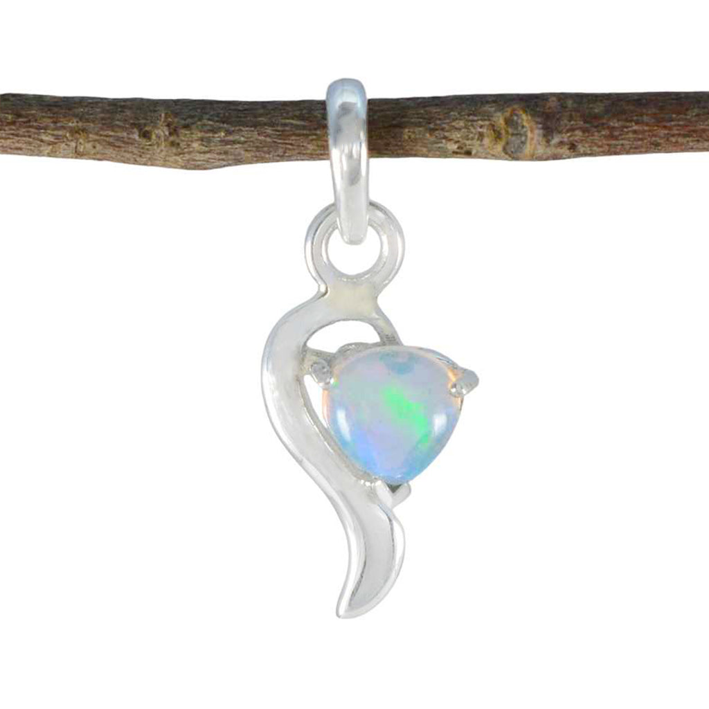Riyo Beauteous Gems Heart Cabochon White Opal Solid Silver Pendant Gift For Wedding