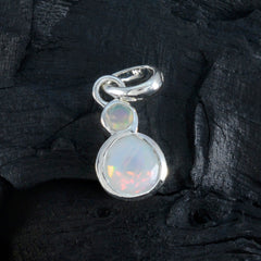 riyo himmelska ädelstenar runda facetterad vit opal solid silverhänge present till påsksöndag