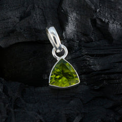 Riyo Irresistible Gemstone Trillion Faceted Green Peridot Sterling Silver Pendant Gift For Friend