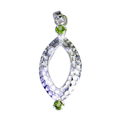 Riyo Lovely Gemstone Oval Faceted Green Peridot Sterling Silver Pendant Gift For Christmas