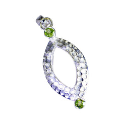 Riyo Lovely Gemstone Oval Faceted Green Peridot Sterling Silver Pendant Gift For Christmas