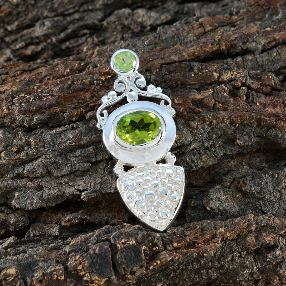 Riyo привлекательный драгоценный камень, многогранный зеленый перидот, кулон из стерлингового серебра, подарок на Рождество