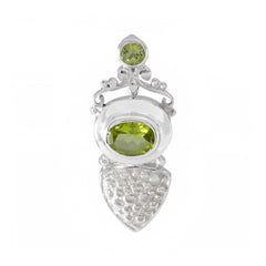 Riyo привлекательный драгоценный камень, многогранный зеленый перидот, кулон из стерлингового серебра, подарок на Рождество