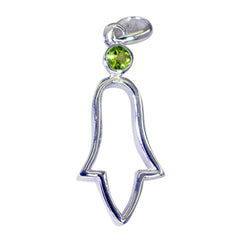 Riyo Bewitching Gemstone Round Faceted Green Peridot Sterling Silver Pendant Gift For Women