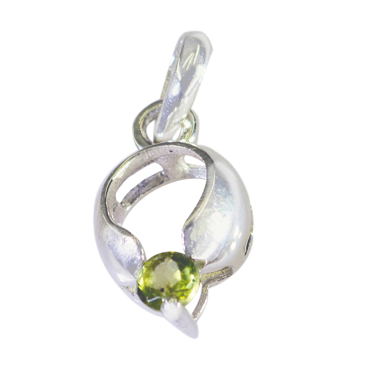 Riyo Beaut Gemstone Round Faceted Green Peridot 947 Sterling Silver Pendant Gift For Teachers Day