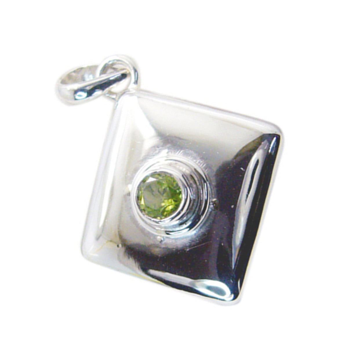 Riyo Charming Gems Round Faceted Green Peridot Silver Pendant Gift For Sister