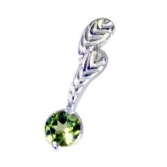 Riyo Beaut Gems Round Faceted Green Peridot Solid Silver Pendant Gift For Wedding