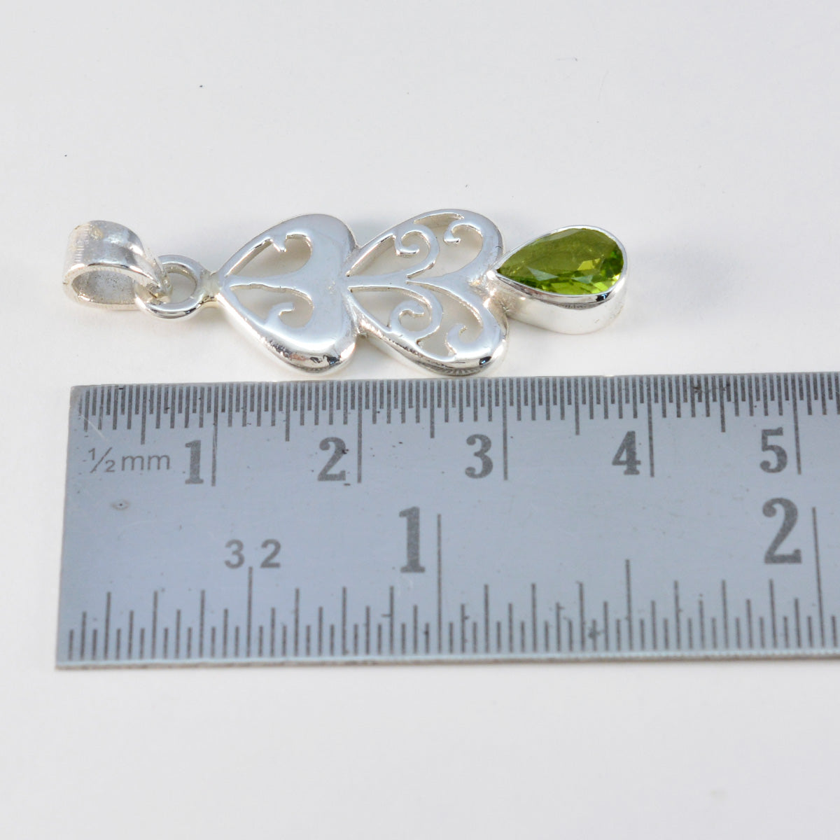 riyo spunky ädelsten päron facetterad grön peridot 959 sterling silver hänge present till lärarens dag