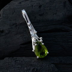 Riyo Nice Gemstone Pear Faceted Green Peridot Sterling Silver Pendant Gift For Christmas
