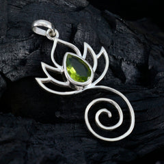 Riyo Ravishing Gemstone Pear Faceted Green Peridot 976 Sterling Silver Pendant Gift For Girlfriend